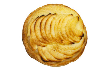tartelette fines aux pommes isolé sur un fond blanc
