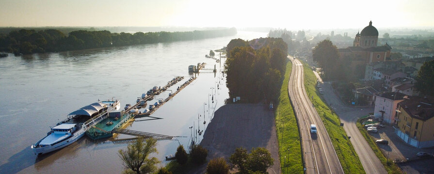 Aerial view of Boretto town, italy
