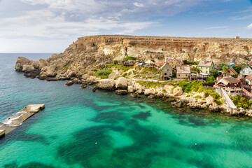 Popeye village and Archor bay in Malta.