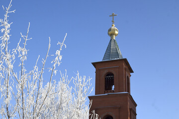 church steeple with sky - Powered by Adobe