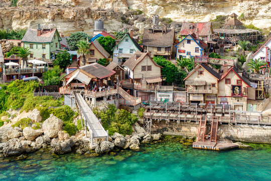 Popeye village and Archor bay in Malta.