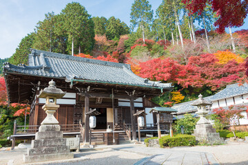Fototapeta premium Kyoto, Japan - Autumn leaf color at Yoshiminedera Temple in Kyoto, Japan. The Temple originally built in 1029.