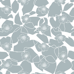 Vector organic seamless abstract background, botanical motif with stylized leaves and  flowers . Floral pattern.