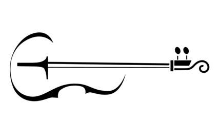 Outline silhouette of violin, classical musical instrument, vector illustration, stringed instrument