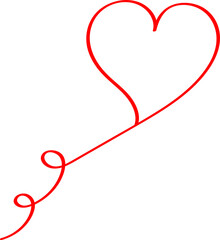 Red heart - outline drawing for an emblem or logo. Template for greeting card for Valentine's Day.