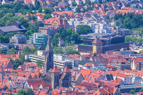 Reutlingen, Baden-W&uuml;rttemberg, Germany - View from the Achalm castle ruin over Reutlingen, Baden-W&uuml;rttemberg, Germany.