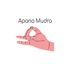 Apana mudra. Yoga hand gesture. Meditation. Vector illustration in flat minimalism design. Isolated on a white background