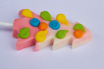 Christmas tree candy,Christmas candy in the shape of a Christmas tree on a white background