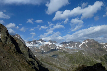 Sulzenau glacier at Stubai high-altitude hiking trail, lap 5 in Tyrol, Austria
