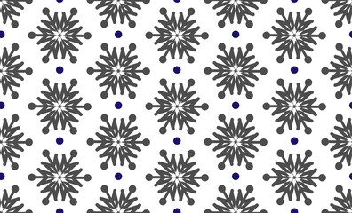 Snowflakes, christmas fantasy seamless pattern on white background. Geometrical design for winter holidays card, print, events, wrapping paper and textile