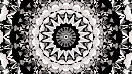 白黒の万華鏡、美しい幾何学模様 [別Verあり]
