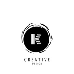 Monogram Circle Sun Letter K logo. Vector design concept sun shape with letter logo design