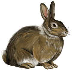 Drawing of a hare, hare on a white background.
