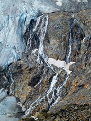 Fototapeta na wymiar Sulzenau glacier at Stubai high-altitude hiking trail, lap 5 in Tyrol, Austria
