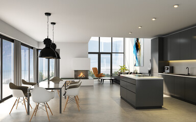 3D rendering eines modernen Apartments