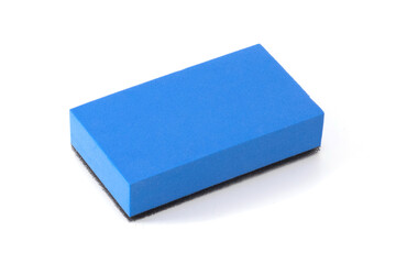 Blue sponge isolated on white background