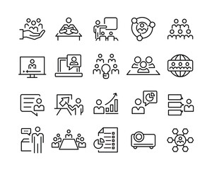 Presentation Icons. Editable Stroke. Vector Graphic