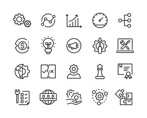 Product Management Icons. Editable Stroke. Vector Graphic