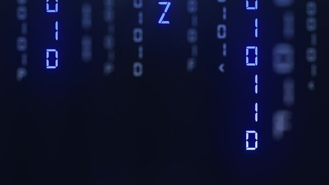 Futuristic digital numbers streams against modern blue background