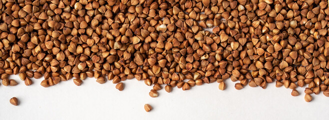Buckwheat isolated on a white background, buckwheat texture