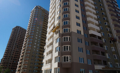 New apartments. Construction site. Production of apartments, social housing.