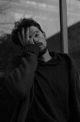 a man with a headache