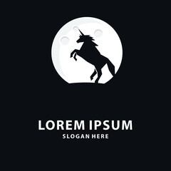 Black horse silhouette logo with moon
