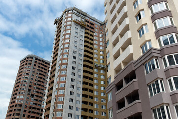 Fototapeta na wymiar New apartments. Construction site. Production of apartments, social housing.