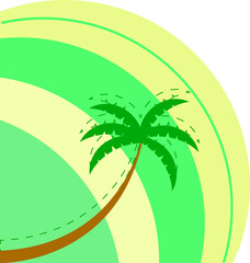 vector palms on abstract background. palm tree on the background of colorful circles