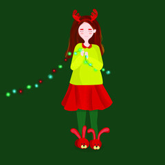 девочка каникулы гирлядна рождество 