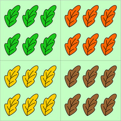 a collection of leaves icons with simple and beautiful shapes. green color