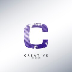 Abstract Halftone Initial Letter C Logo icon, design concept abstract techno halftone shape with letter C logo icon