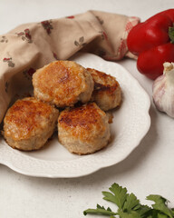 Home made meat patties. Stuffed meat peppers. Meat products for the festive table