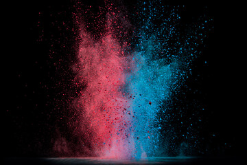 Explosion of colour powder isolated on black background. Abstract colour background