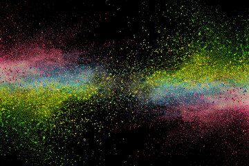 Fototapeta na wymiar Explosion of colour powder isolated on black background. Abstract colour background