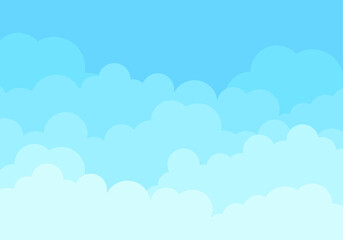 Clouds and sky background, vector. Cartoon clouds background for poster, flyer and wallpaper. Creative art design. Stylish blue gradient sky clouds. Vector illustration of cloudy weather