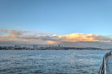 Twilight over the Bosphorus in Istanbul, HDR Image