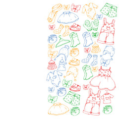 Children clothes. Background for babies, kids patterns.