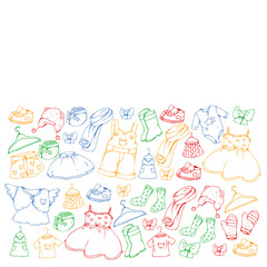 Children clothes. Background for babies, kids patterns.