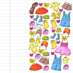 Children clothes. Background for babies, kids patterns.