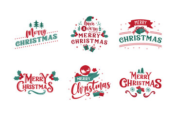 Christmas lettering badge on white background vector
