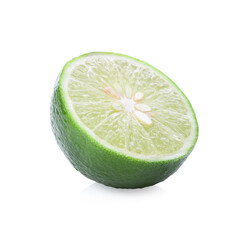 Limes with slices isolated on white background.