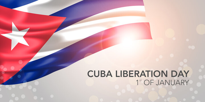 Cuba happy liberation day vector banner, greeting card.