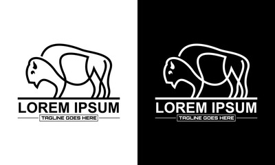 Ilustration vector graphic of  bison buffalo outline monoline line art logo vector © TUOO