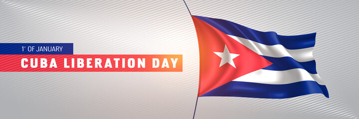 Cuba happy liberation day greeting card, banner vector illustration