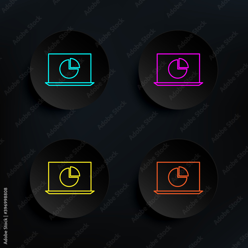 Poster laptop statistics dark badge color set icon. simple thin line, outline vector of web icons for ui an