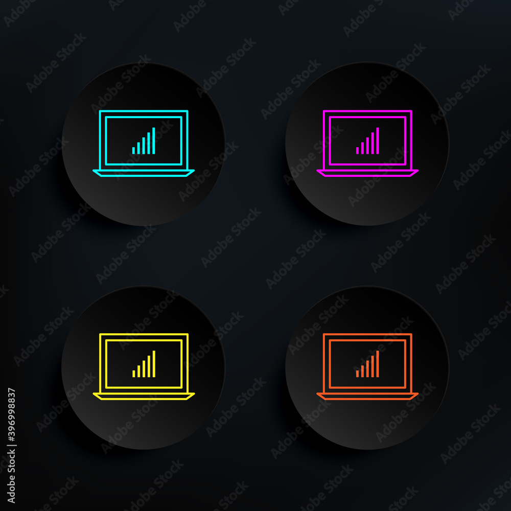 Poster laptop statistics dark badge color set icon. simple thin line, outline vector of web icons for ui an