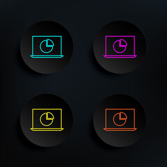 Laptop statistics dark badge color set icon. Simple thin line, outline vector of web icons for ui and ux, website or mobile application