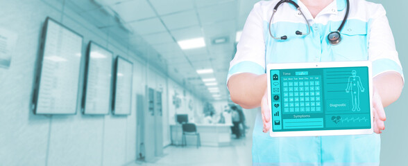 Doctor using a digital tablet . Healthcare And Medicine concept.