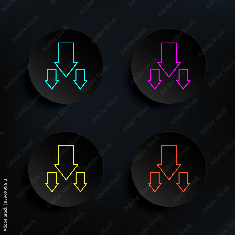 Poster arrow to down dark badge color set icon. simple thin line, outline vector of web icons for ui and ux